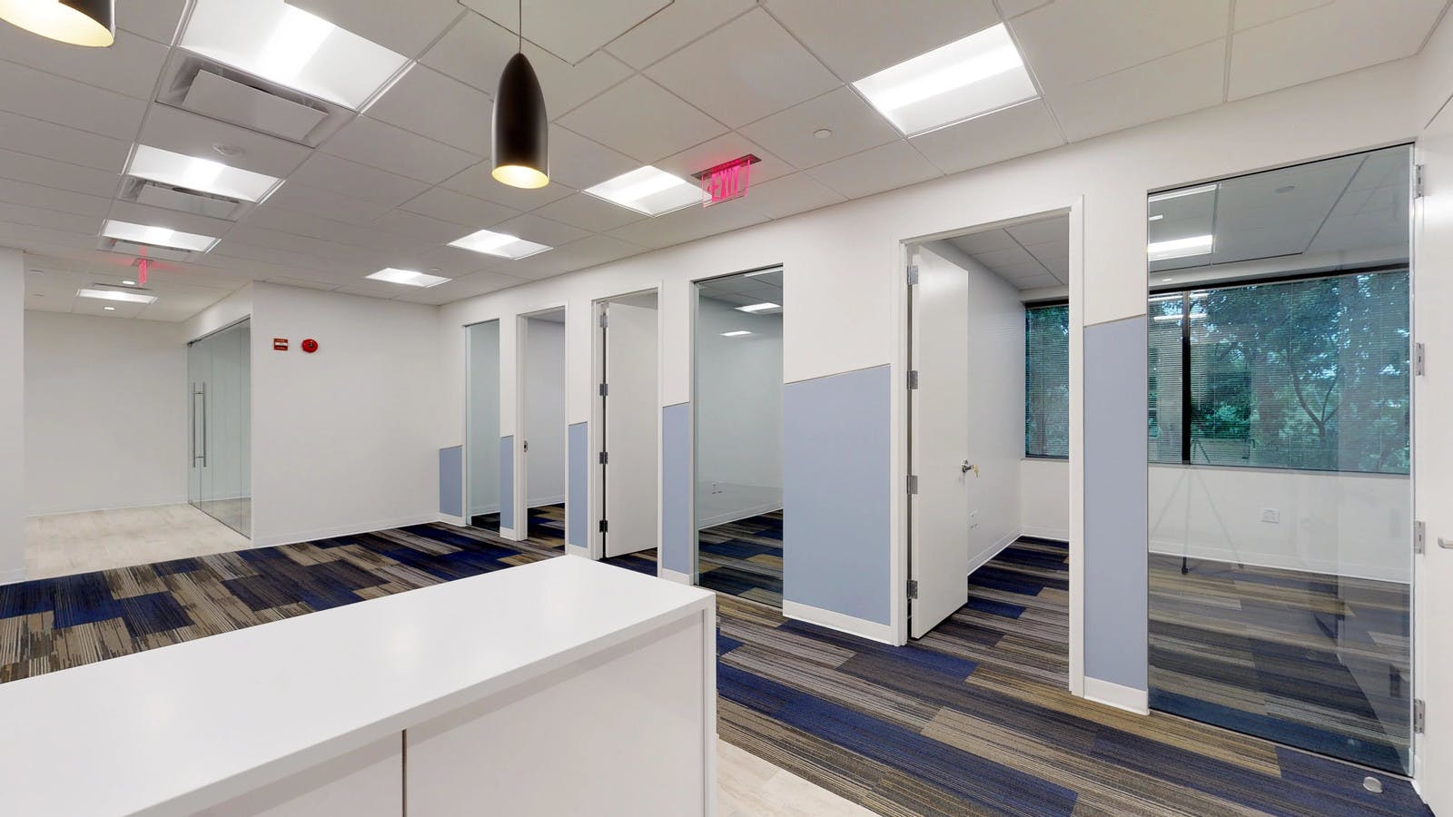 Modern office space with private offices ready to be leased and moved into